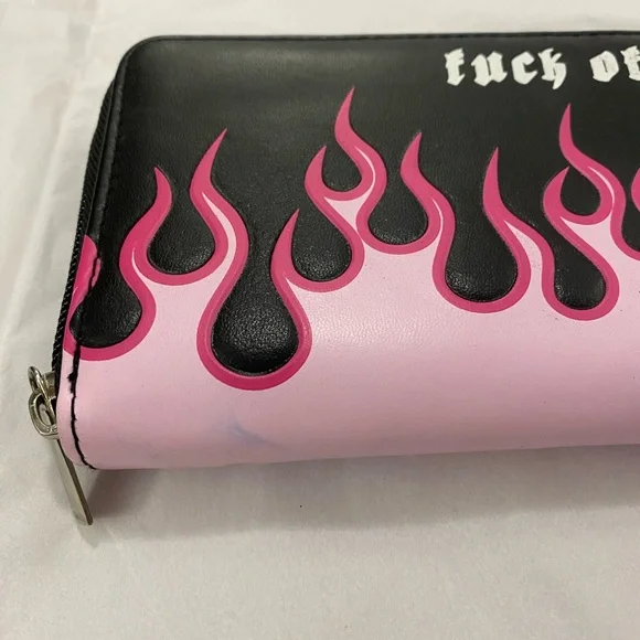 Pink Flames Zip Clutch Women’s Wallet - Picture 5 of 13